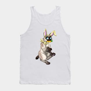 Bobtail BunnyCat: Seal Lynx Point (Yellow) Tank Top